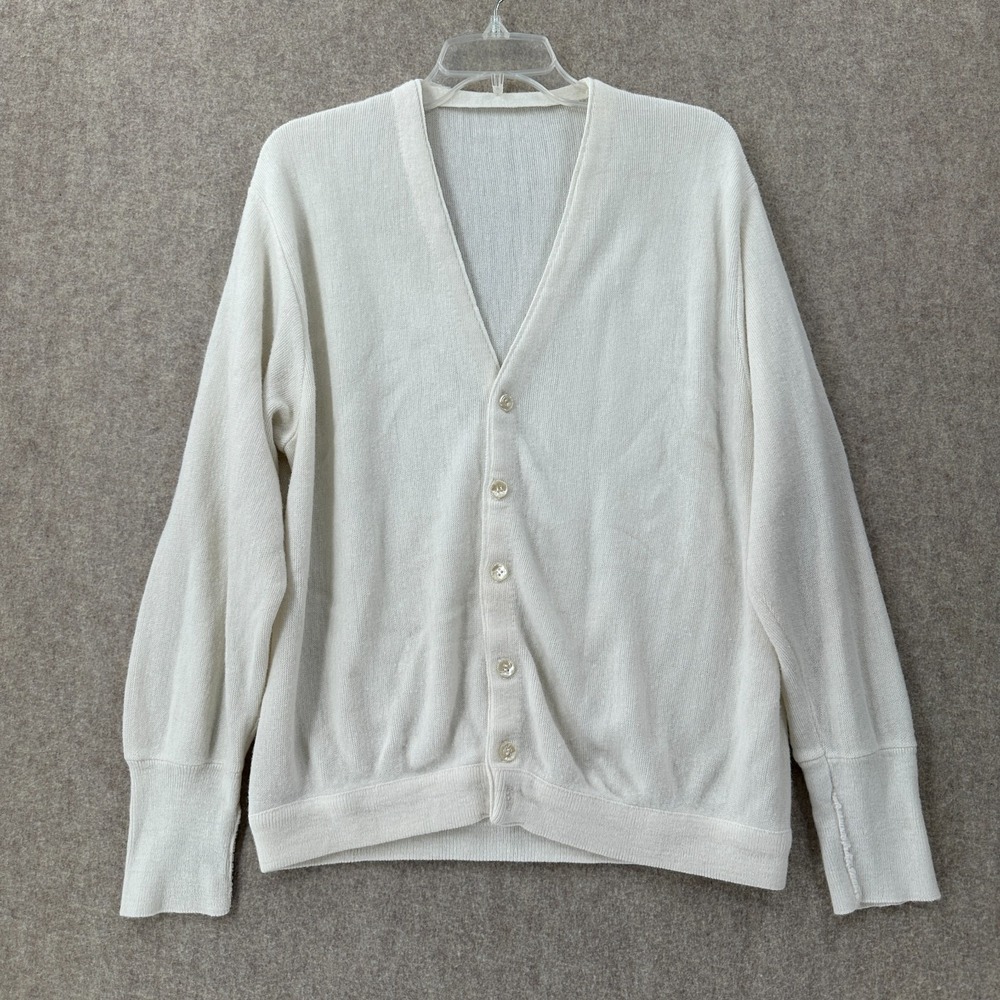 Vintage Cardigan Sweater Military‎ Issued Mens MEDIUM White READ
